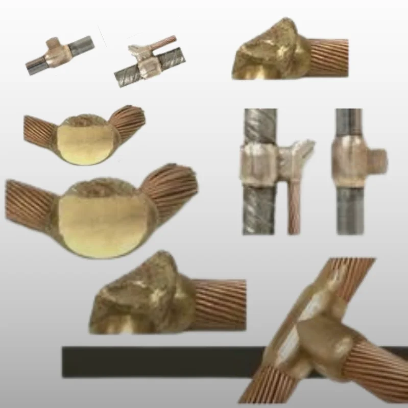 Examples of completed exothermic welded conductor connections